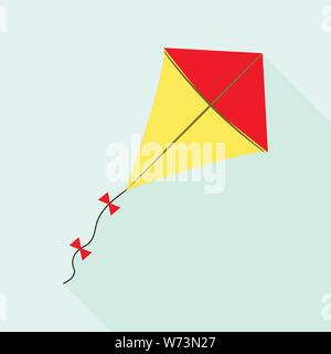 Childhood kite icon, flat style Stock Vector