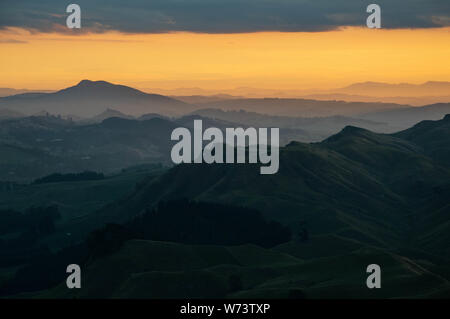 Sunset from Te Mata Peak, New Zealand Stock Photo