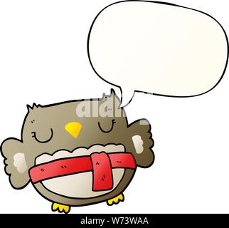 cartoon owl with speech bubble in smooth gradient style Stock Vector