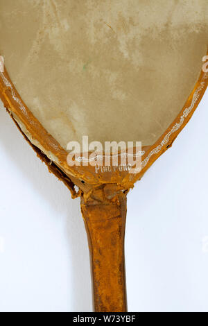 Vintage Antique British Ping Pong or Table Tennis Bat - Made by Jaques London Stock Photo