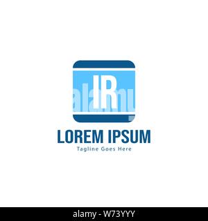 Initial IR logo template with modern frame. Minimalist IR letter logo vector illustration design Stock Vector