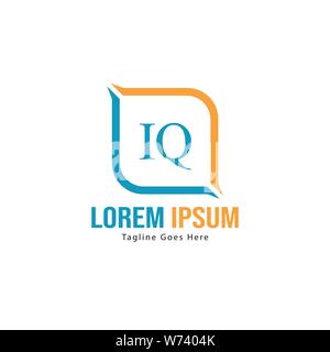 Initial IQ logo template with modern frame. Minimalist IQ letter logo vector illustration design Stock Vector