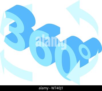 Blue 360 grade icon, isometric style Stock Vector