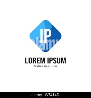 Initial IP logo template with modern frame. Minimalist IP letter logo vector illustration design Stock Vector