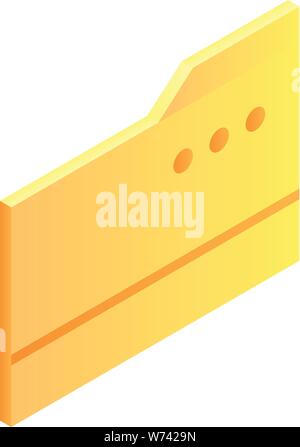 Yellow folder icon, isometric style Stock Vector