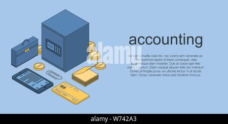 Accounting concept banner, isometric style Stock Vector