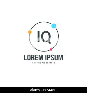 Initial IQ logo template with modern frame. Minimalist IQ letter logo vector illustration design Stock Vector