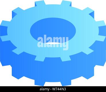 Blue gear icon, isometric style Stock Vector