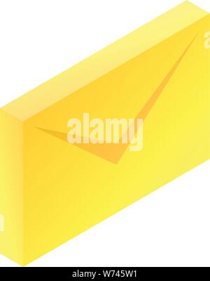Yellow mail icon, isometric style Stock Vector