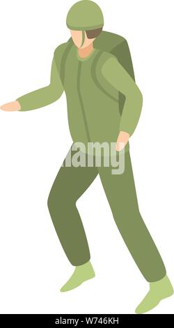 Army camo soldier icon, isometric style Stock Vector
