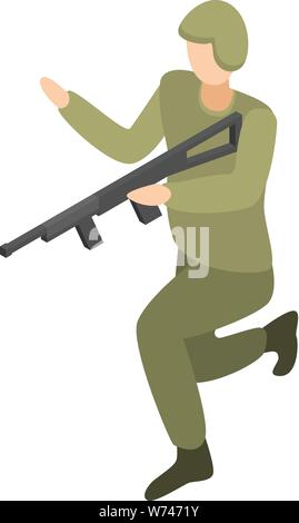 Soldier with rifle icon, isometric style Stock Vector