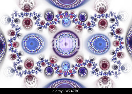 White and colorful wallpaper cover background Geometric fractal shape can illustrate daydreaming imagination psychedelic space dreams magic nuclear ex Stock Photo