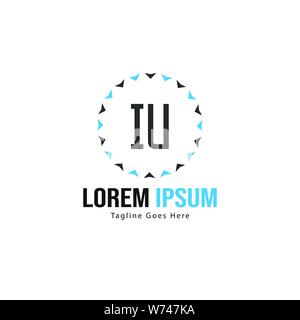 Initial IU logo template with modern frame. Minimalist IU letter logo vector illustration design Stock Vector