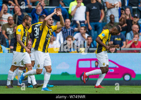 4 augustus 2019 Arnhem, The Netherlands Soccer Dutch Eredivisie Vitesse Arnhem v Ajax Amsterdam   03-08-2019: Voetbal: Vitesse v Ajax: Arnhem Eredivisie 2019-2020 L-R: Stock Photo