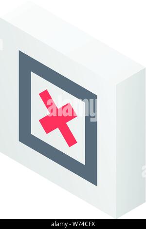 Decline red cross icon, isometric style Stock Vector