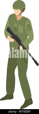 Army sniper man icon, isometric style Stock Vector