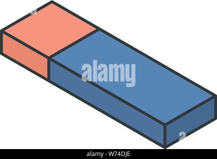 Red blue eraser icon, isometric style Stock Vector