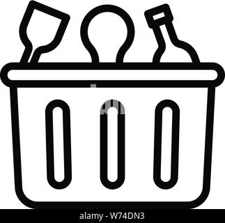 Container for waste plastic icon, outline style Stock Vector