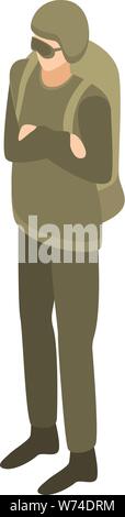 Army skydiver icon, isometric style Stock Vector