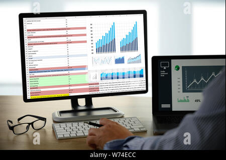 work hard Data Analytics Statistics Information Business Technology Stock Photo