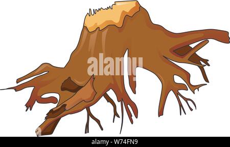 Ground tree stump icon, cartoon style Stock Vector