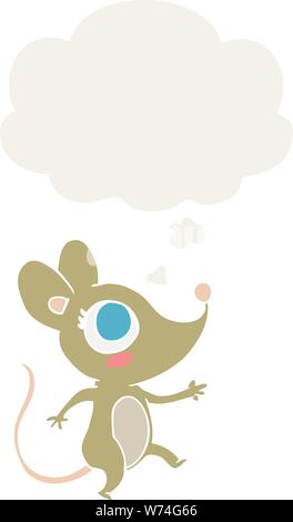 cartoon mouse with thought bubble in retro style Stock Vector