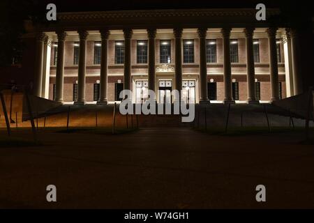 Long exposures of Harvard Square and Harvard University at night in Cambridge, Massachusetts, USA Stock Photo