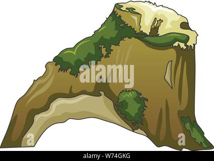Stump with green grass icon, cartoon style Stock Vector