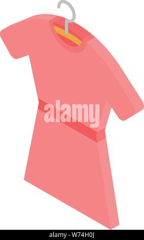 Red dress on hanger icon, isometric style Stock Vector