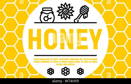 Honey banner, outline style Stock Vector