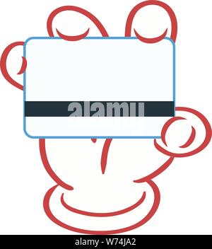 Cartoon hand holding a credit or key card Stock Vector