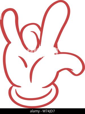 Cartoon hand "Rock on" or "just hanging" hand sign. Stock Vector