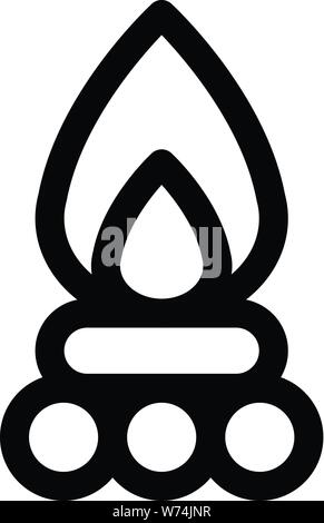 Line style single camping Bonfire vector illustration isolated on white ...