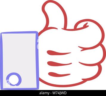Cartoon thumbs up hand emoticon. Stock Vector