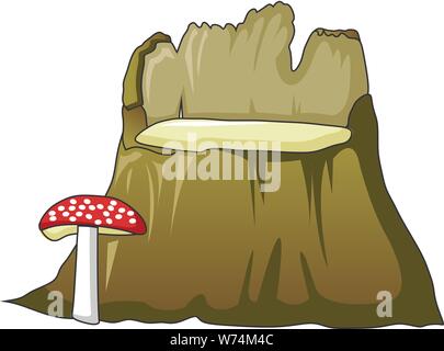 Stump red mushroom icon, cartoon style Stock Vector
