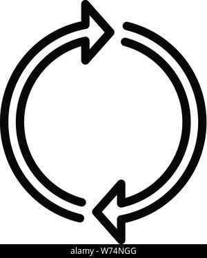 Two arrows forming a circle icon, outline style Stock Vector