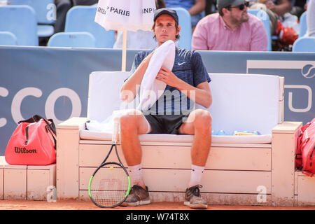 Filip Horansky (SVK) seen during the final match between Stefano Travaglia (ITA) and Filip Horansky (SVK) at Tennis ATP Challenger BNP Paribas Sopot Open. (Final score: 6:4,2:6,6:2) Stock Photo