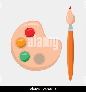 school palette with paints and brush vector illustration Stock Vector