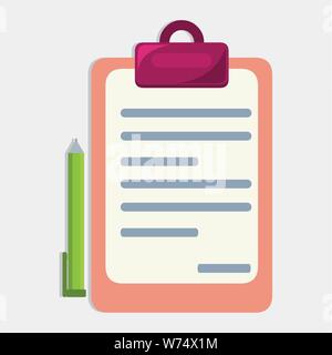 clipboard with  document and pen vector illustration Stock Vector
