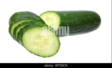 sliced cucumber isolate on white background Stock Photo