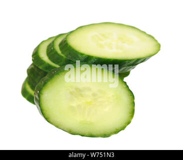 sliced cucumber isolate on white background Stock Photo