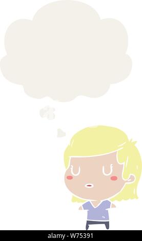 cartoon woman with thought bubble in retro style Stock Vector