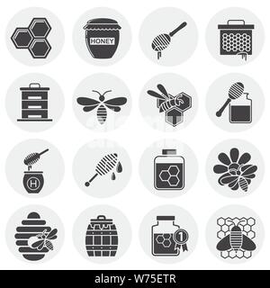 Beekeeping related icons set on background for graphic and web design. Simple illustration. Internet concept symbol for website button or mobile app. Stock Vector