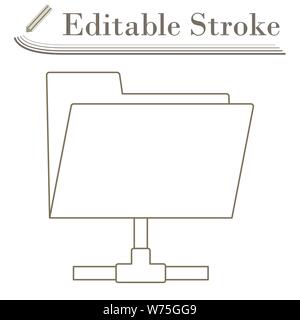 Shared Folder Icon. Editable Stroke Simple Design. Vector Illustration. Stock Vector