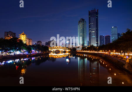 Anshun Bridge in the provincial capital of Chengdu in Sichuan, China Stock Photo