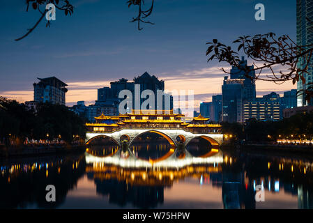 Anshun Bridge in the provincial capital of Chengdu in Sichuan, China Stock Photo
