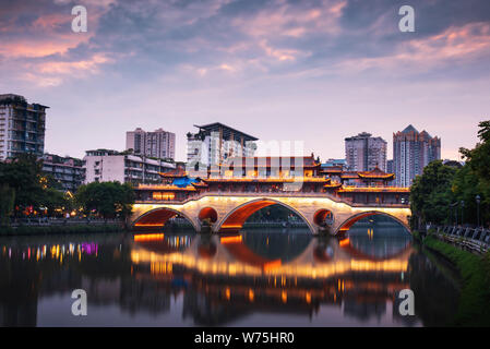 Anshun Bridge in the provincial capital of Chengdu in Sichuan, China Stock Photo