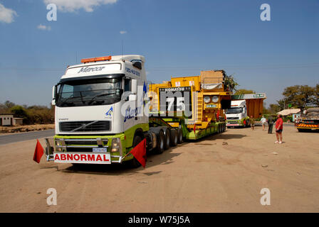 a South African truck convoy crosses Zambia bound for Congo, carrying ...