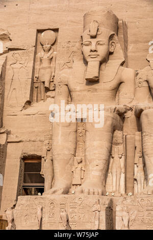 Statue of Ramesses the Great, Abu Simbel temple, Egypt Stock Photo