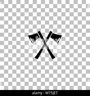 Lumberjack axes crossed. Black flat icon on a transparent background. Pictogram for your project Stock Vector